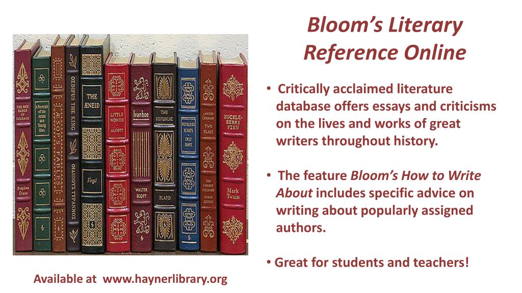 PPT Bloom’s Literary Reference Online Critically acclaimed literature