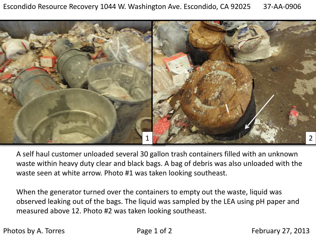 PPT Escondido Resource Recovery 1044 W. Washington Ave. Escondido, CA 92025 37AA0906