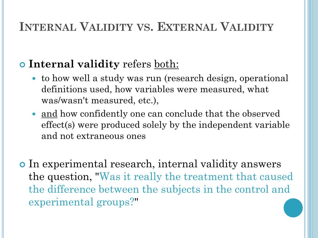 Internal Validity Vs External Validity