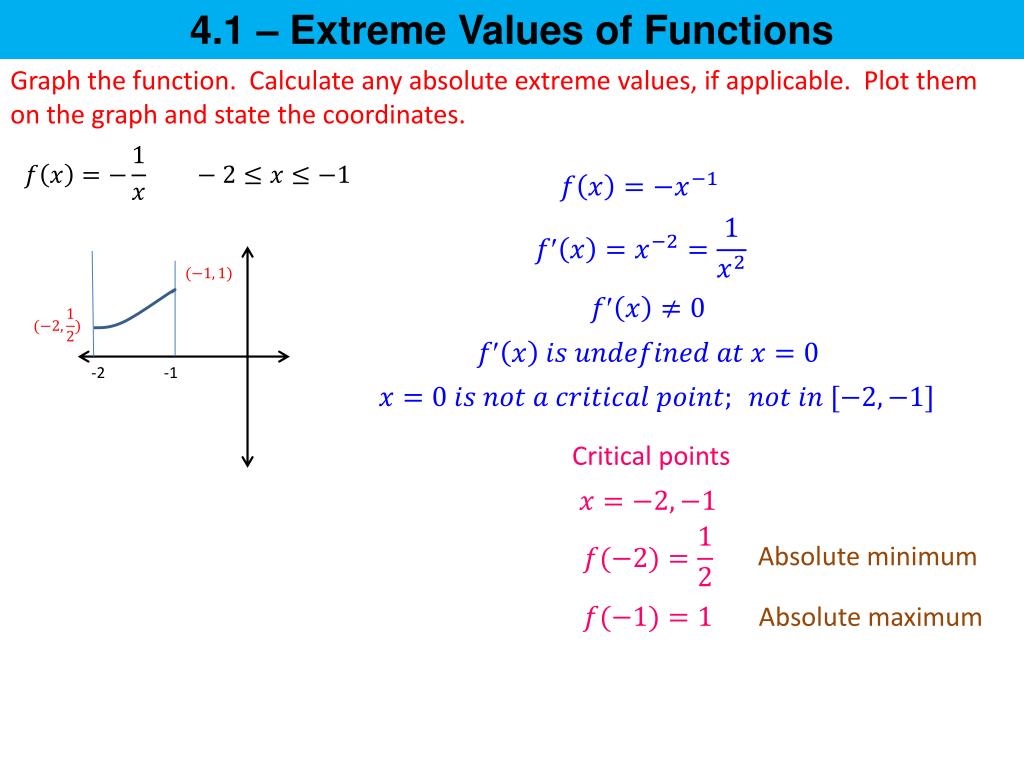 PPT 4.1 Extreme Values of Functions PowerPoint Presentation, free