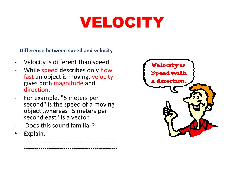 PPT Difference between speed and velocity PowerPoint Presentation