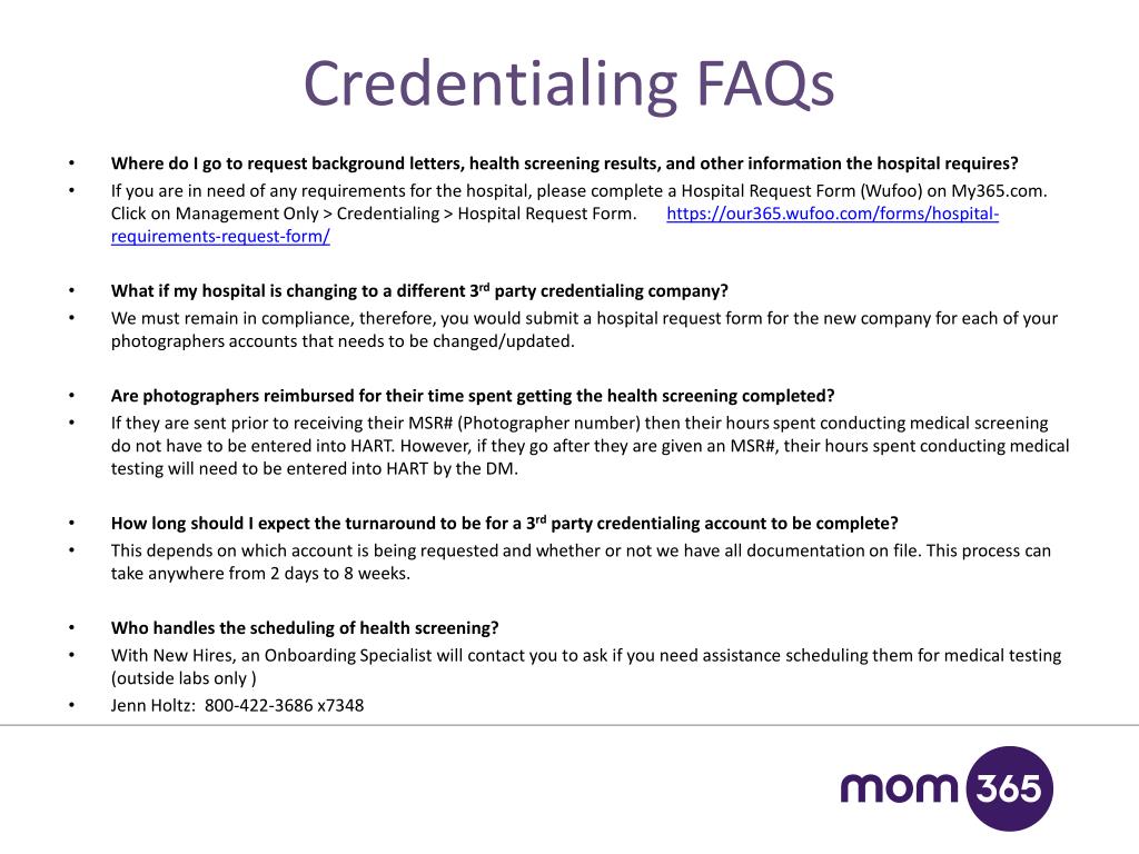 PPT Onboarding & Credentialing 101 Mom365 PowerPoint Presentation