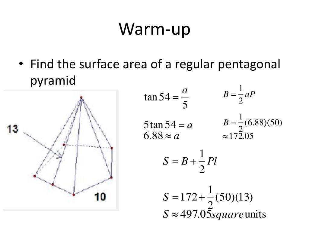 Volume Of Regular Pentagonal Pyramid Calculator Square Pyramid