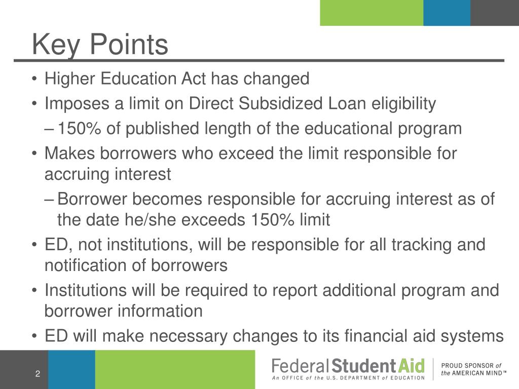 PPT 150 Direct Subsidized Loan Limit Jamie A. Malone U.S. Department