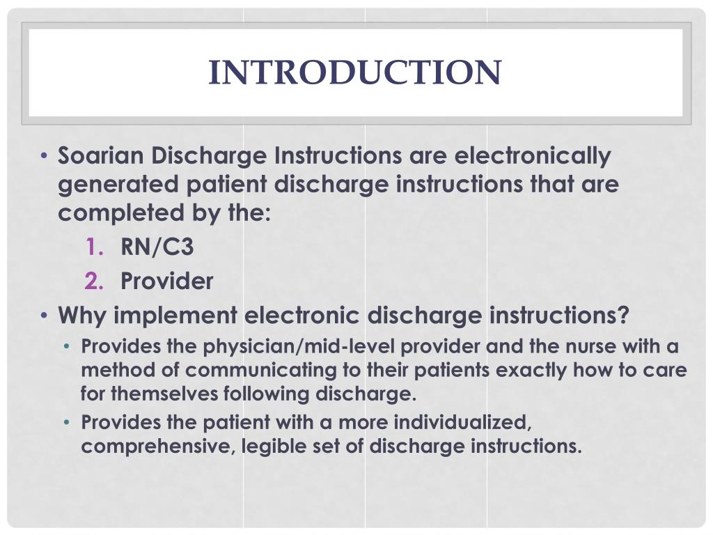 PPT Soarian Discharge Instructions PowerPoint Presentation, free