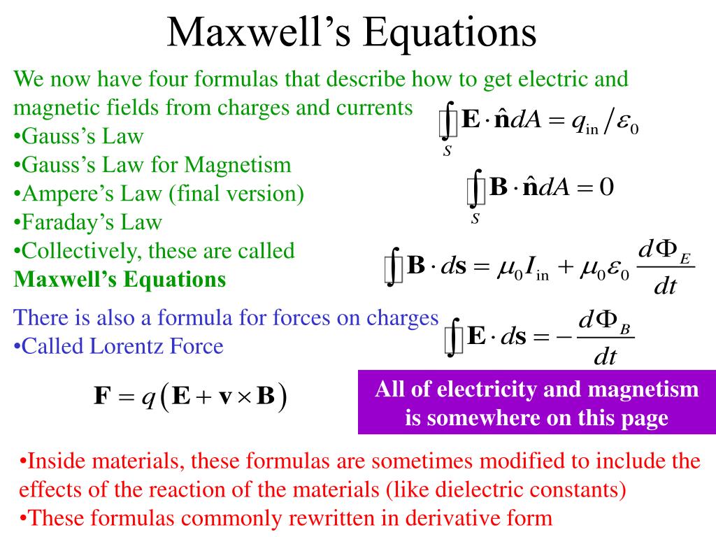 PPT Maxwell's Equations PowerPoint Presentation, free