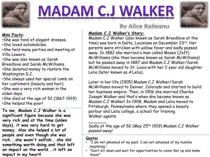 PPT Madam c.j Walker PowerPoint Presentation, free download ID2636616