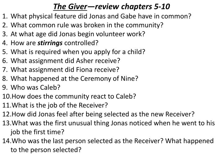 PPT The Giver review chapters 15 PowerPoint Presentation ID2642057