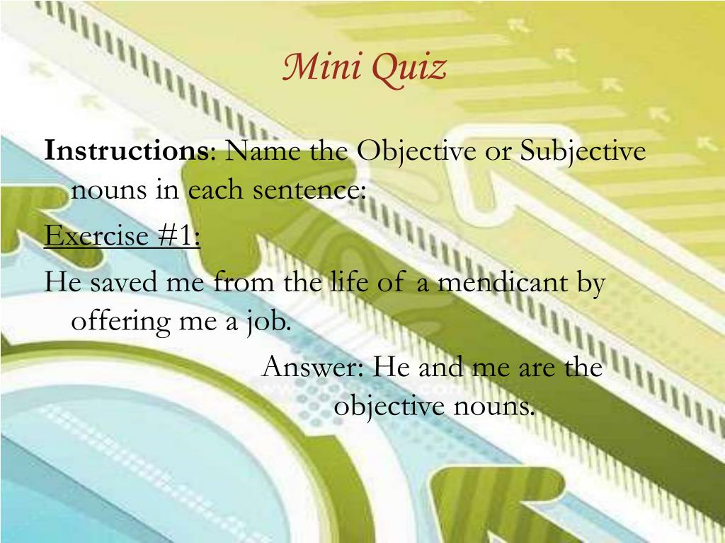 PPT Grammar Lesson Objective and Subjective Case