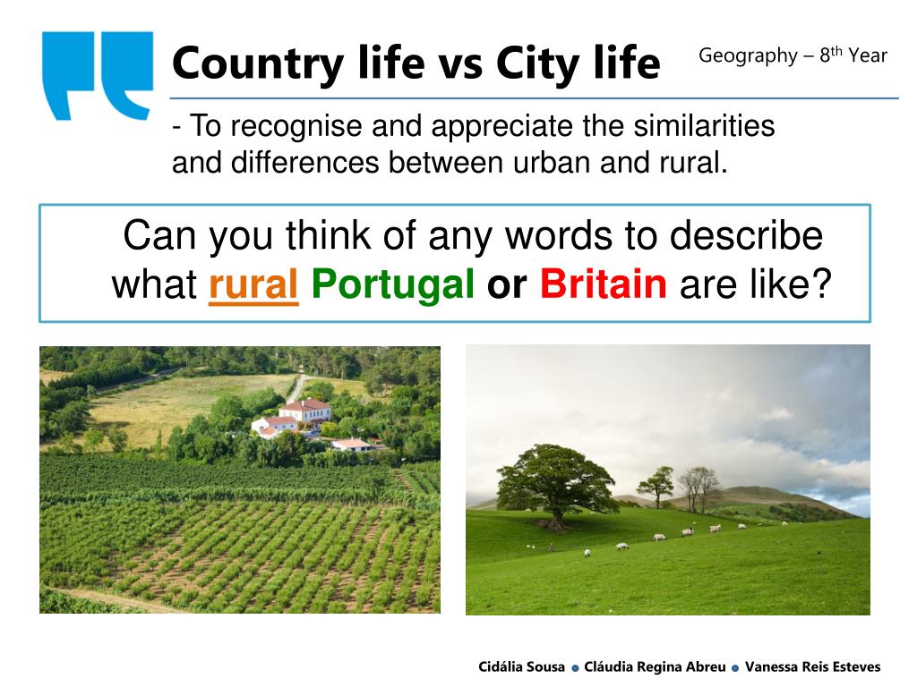 PPT Country vs City life Geography 8th Year PowerPoint Presentation