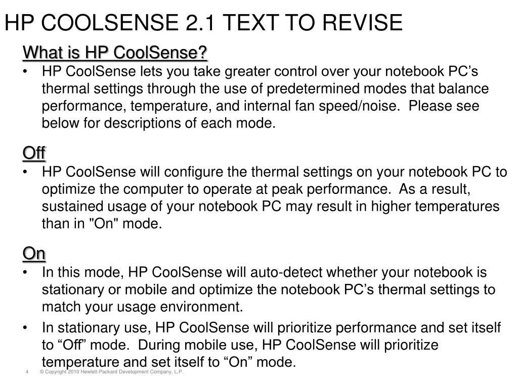 PPT Thermal Assistant/ Hp CoolSense 1.0 PowerPoint Presentation, free