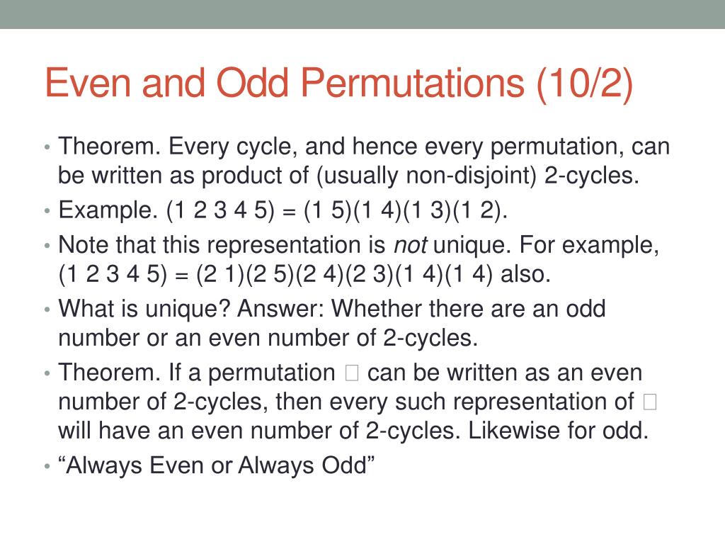 PPT Even and Odd Permutations (10/2) PowerPoint Presentation, free