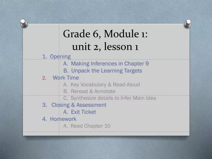PPT Grade 6, Module 1 unit 2, lesson 1 PowerPoint Presentation, free