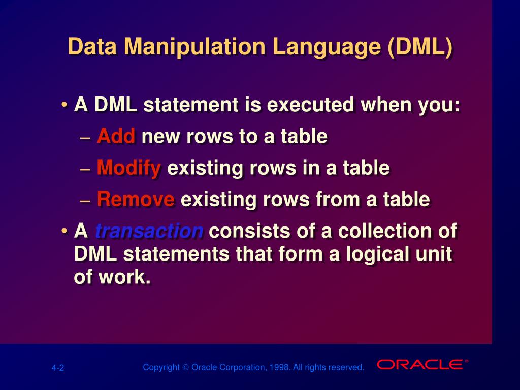PPT Data Manipulation Language (DML) PowerPoint Presentation, free download ID2657336