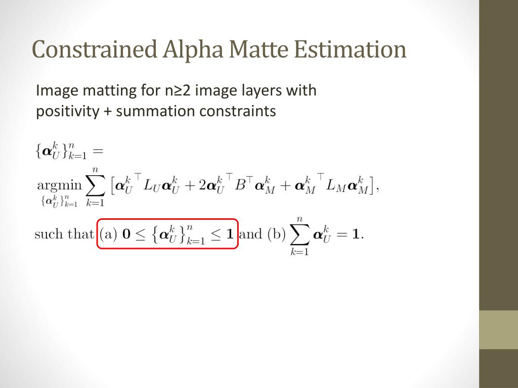 PPT Image Matting with the Matting Laplacian PowerPoint Presentation
