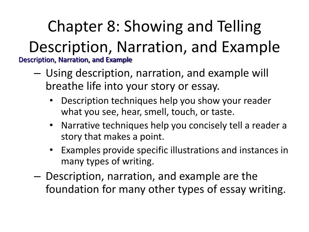 PPT Chapter 8 Showing and Telling Description, Narration, and
