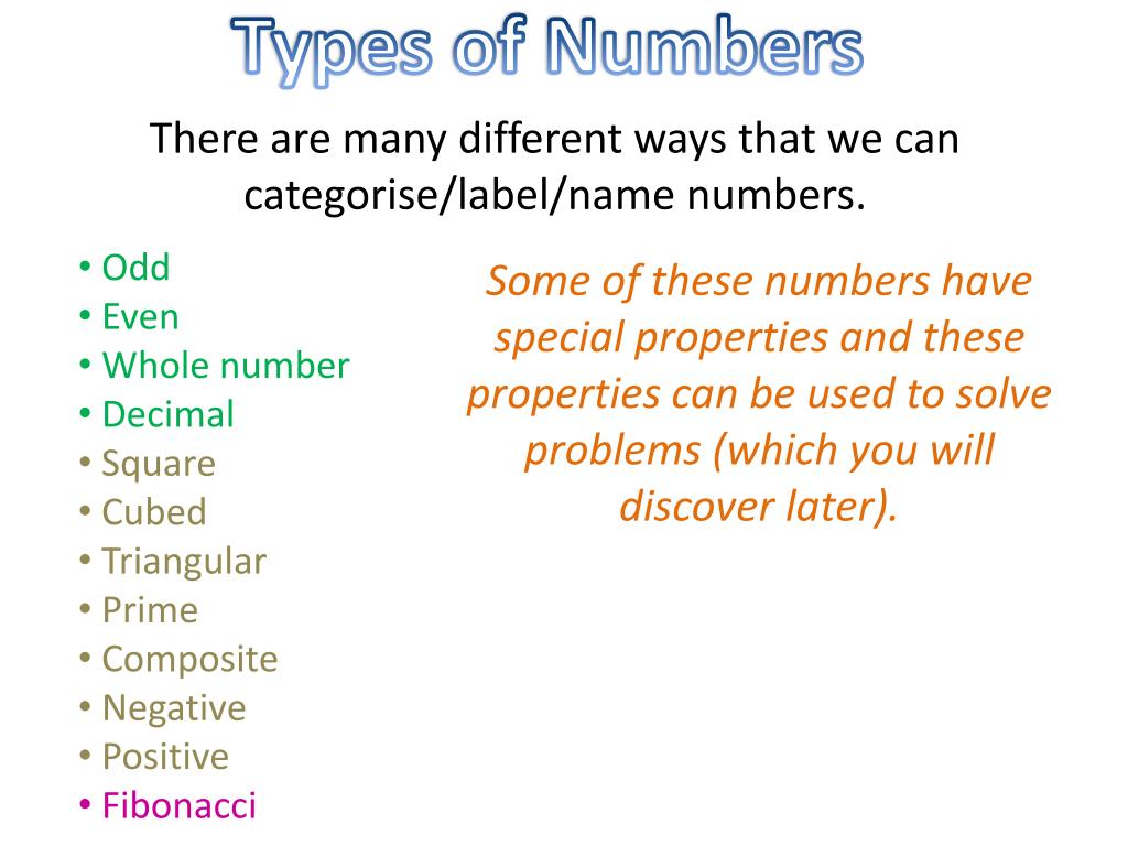 PPT Types of Numbers PowerPoint Presentation, free download ID2665522