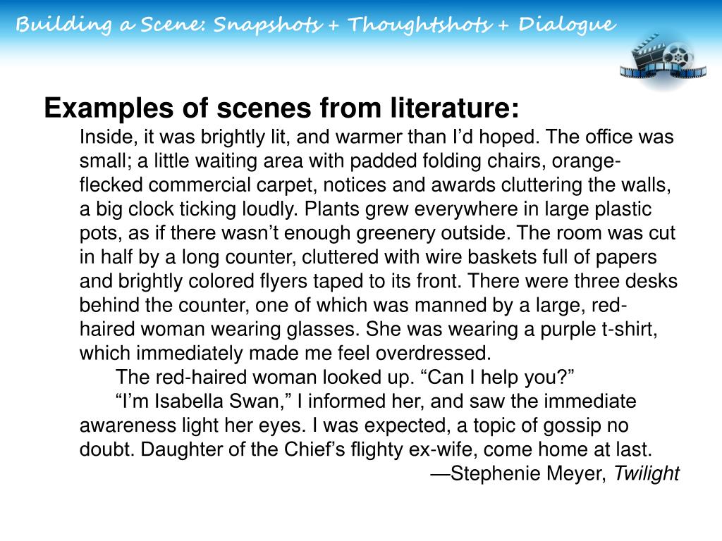 PPT Building a Scene Snapshots + Thoughtshots + Dialogue PowerPoint Presentation ID2667762