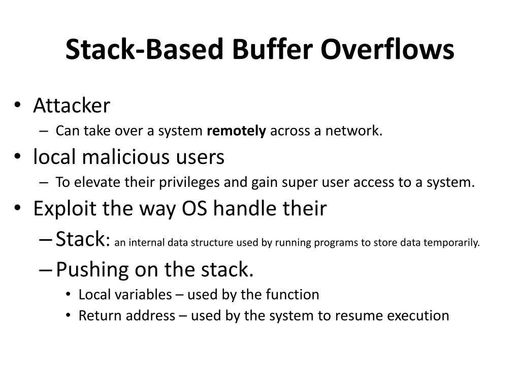 PPT StackBased Buffer Overflows PowerPoint Presentation, free