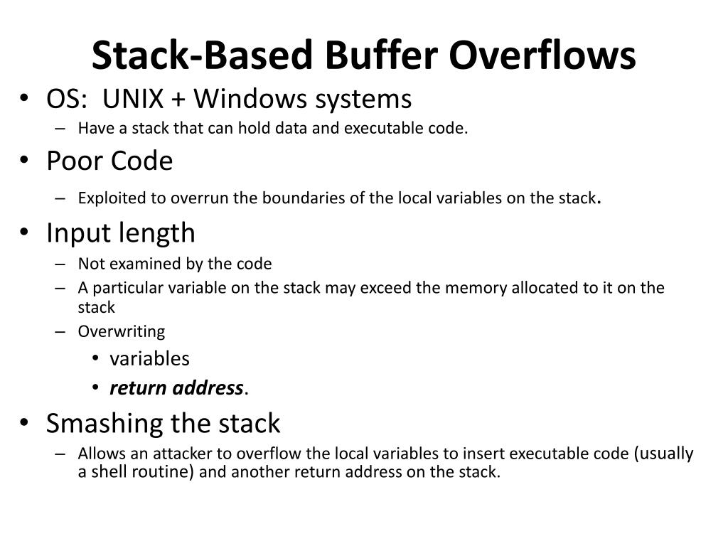 PPT StackBased Buffer Overflows PowerPoint Presentation, free