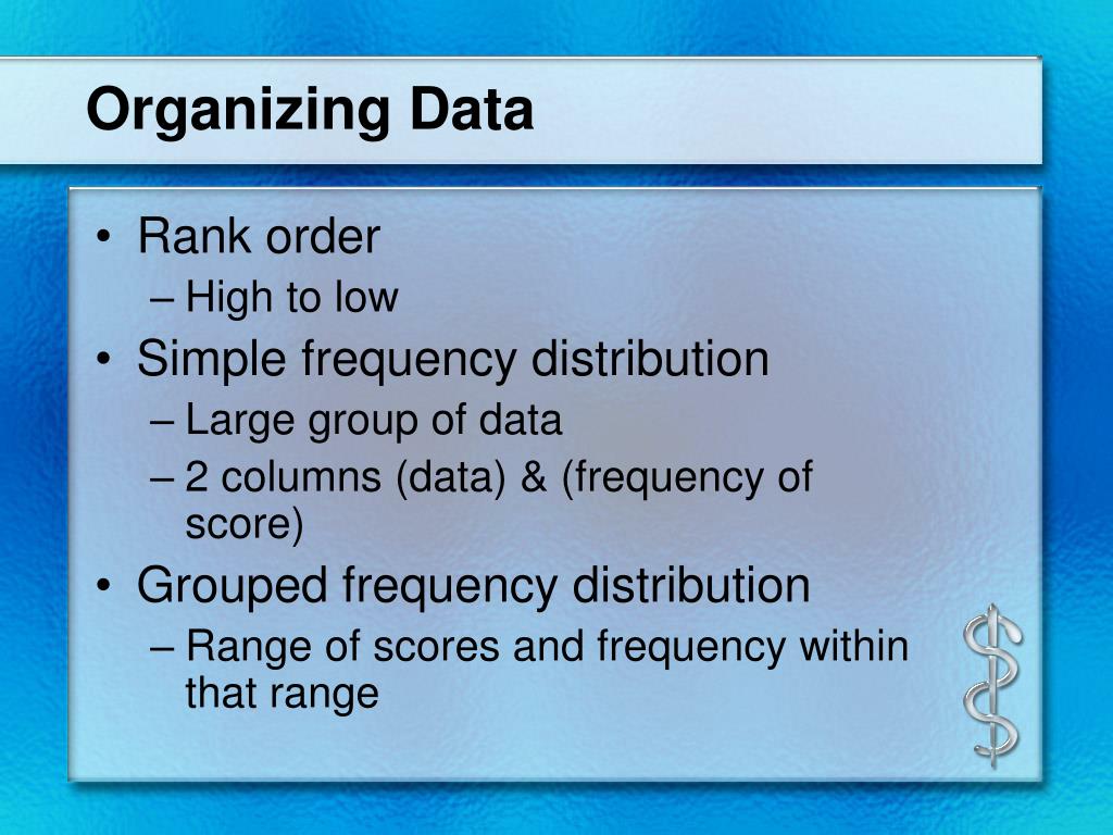 PPT Methods and Organizing Data PowerPoint Presentation, free