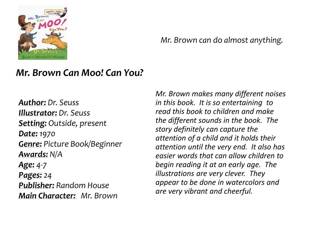 PPT Mr. Brown Can Moo! Can You? PowerPoint Presentation, free