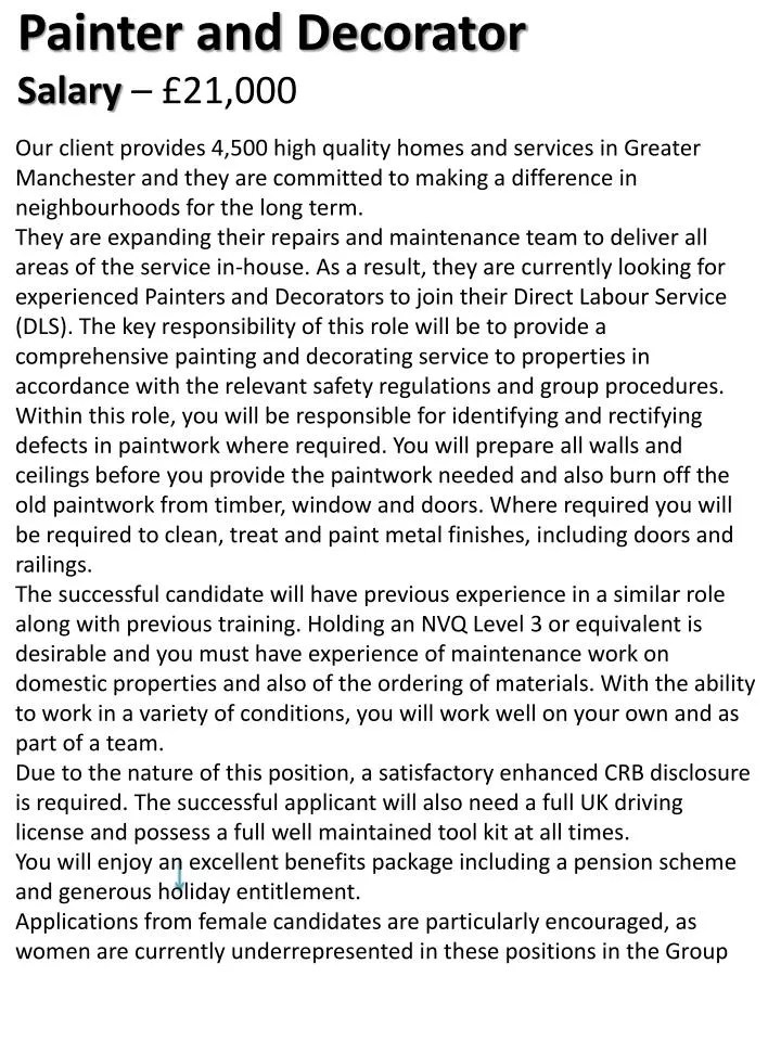 PPT Painter and Decorator Salary £21,000 PowerPoint Presentation