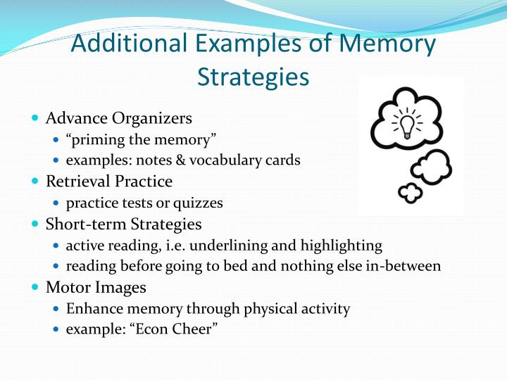 PPT Memory Strategies & Mnemonic Devices PowerPoint Presentation ID