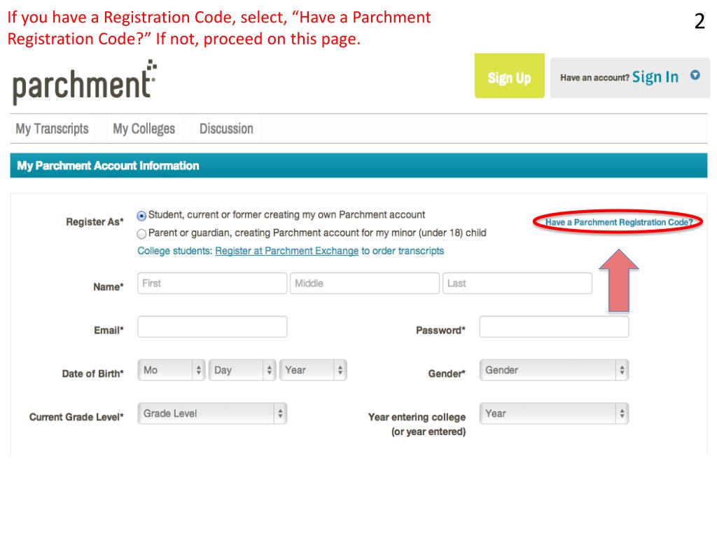 PPT Go to Parchment and click “Sign Up” PowerPoint Presentation, free