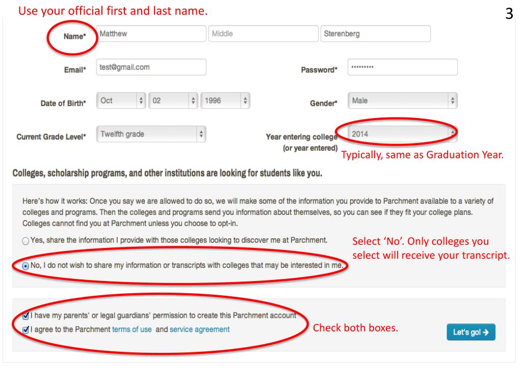 PPT Go to Parchment and click “Sign Up” PowerPoint Presentation, free