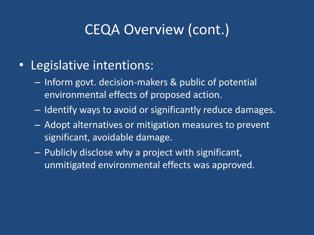 PPT The California Environmental Quality Act (CEQA