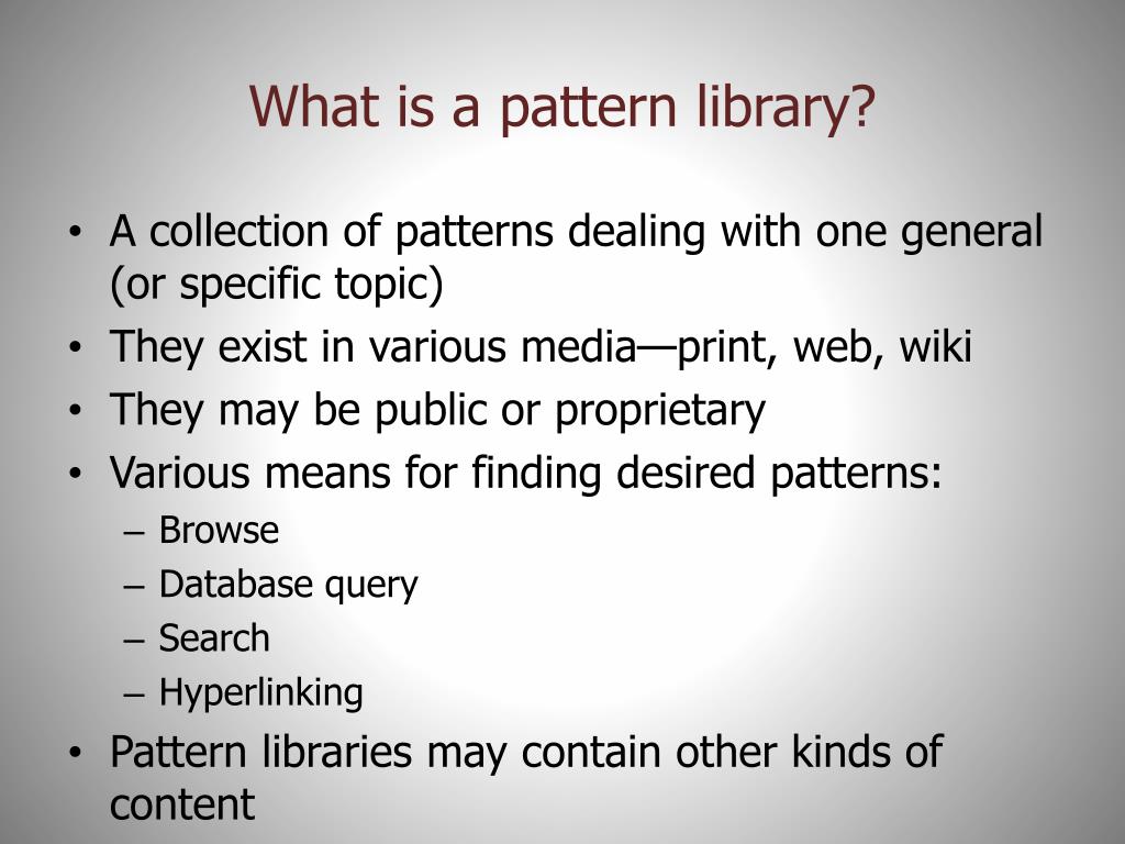 PPT Pattern Library Basics PowerPoint Presentation, free download
