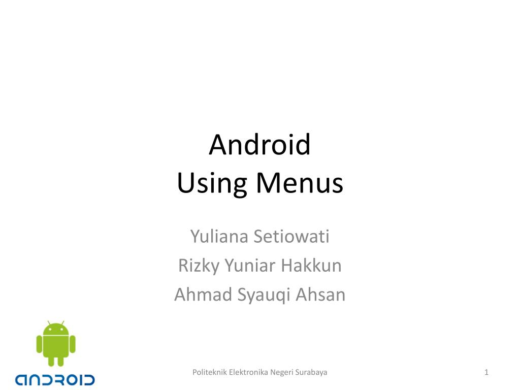 PPT Android Using Menus PowerPoint Presentation, free download ID