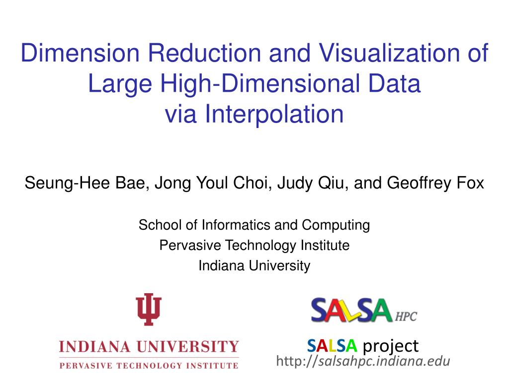 PPT Dimension Reduction and Visualization of Large HighDimensional Data via Interpolation