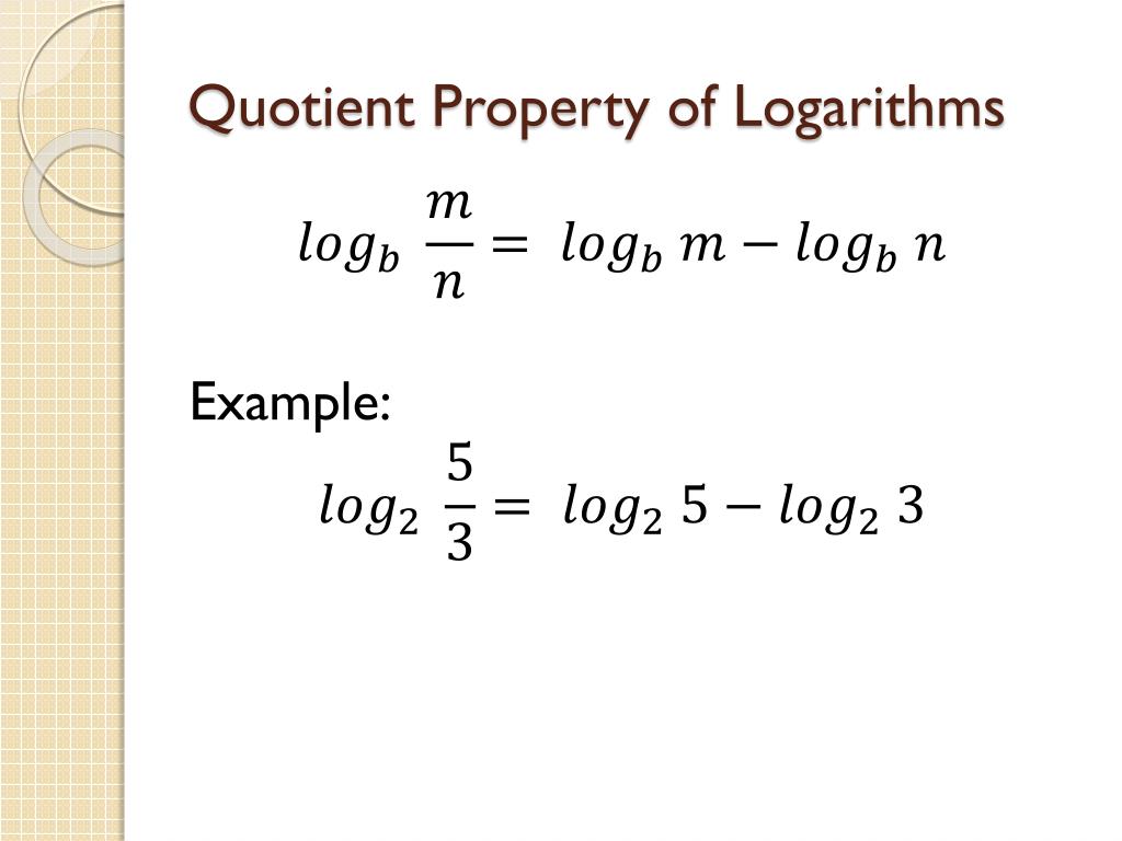 PPT Properties of Logarithms PowerPoint Presentation, free download