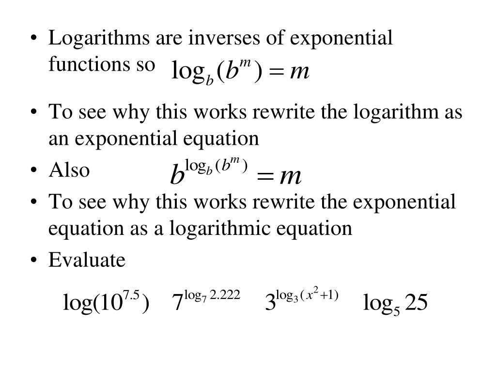PPT Section 6.4 Solving Logarithmic and Exponential Equations