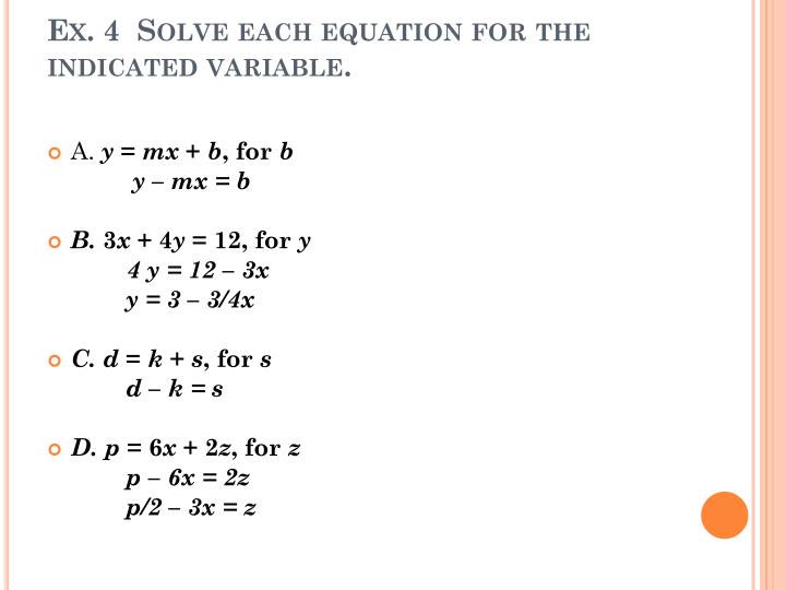 Solve The Equation Or Formula For Indicated Variable A 21 Tessshebaylo