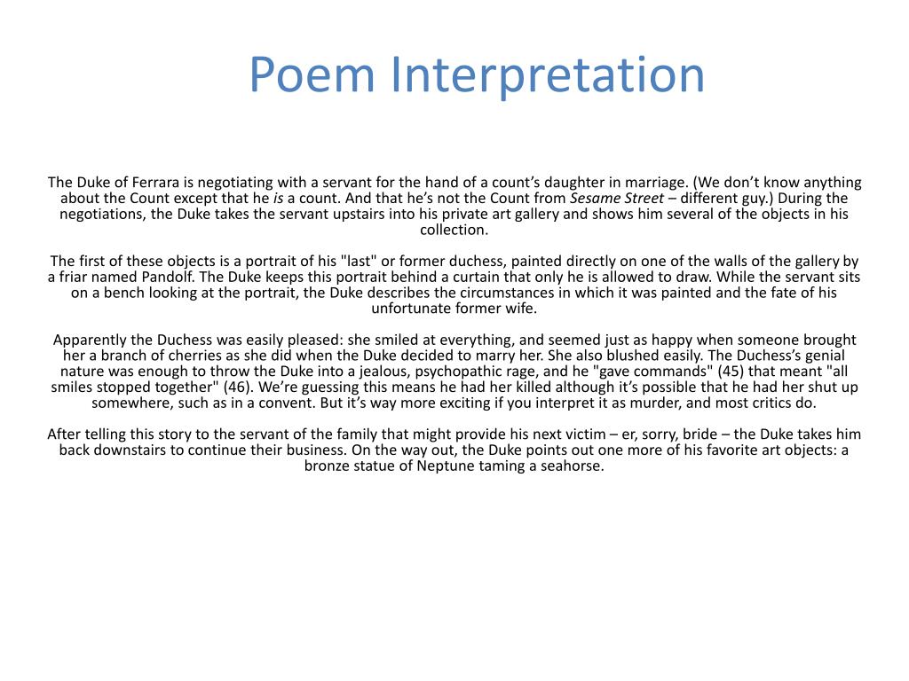 PPT My Last Duchess By Robert Browning Presented to you