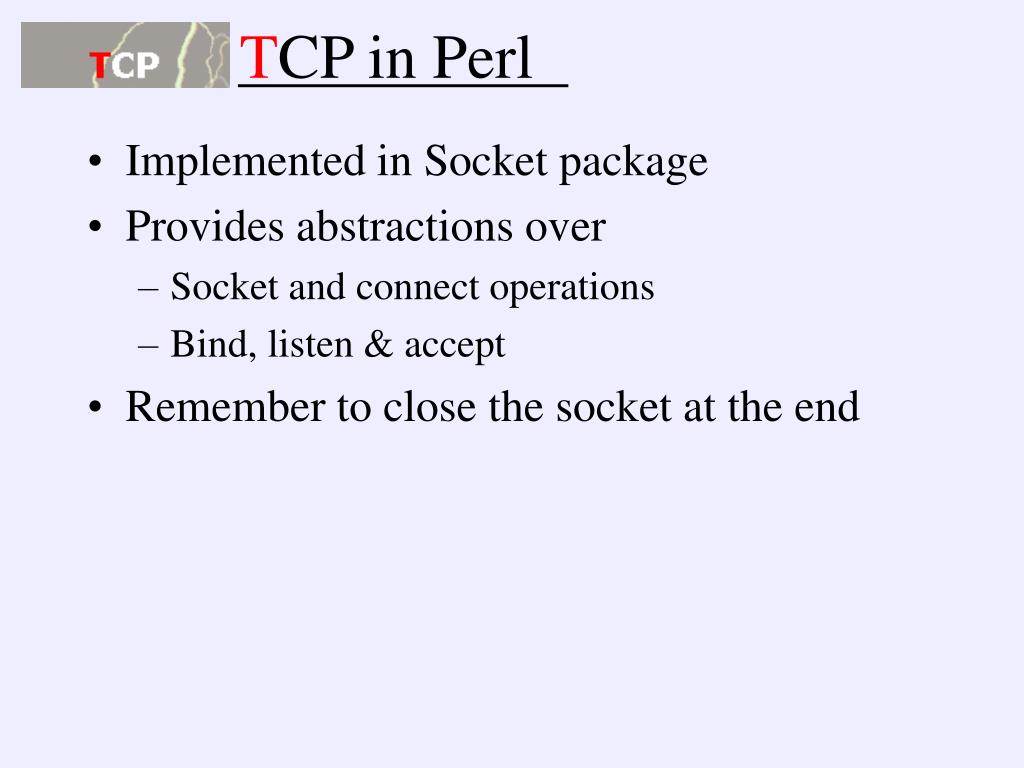 PPT U sing TCP sockets in Perl PowerPoint Presentation, free download
