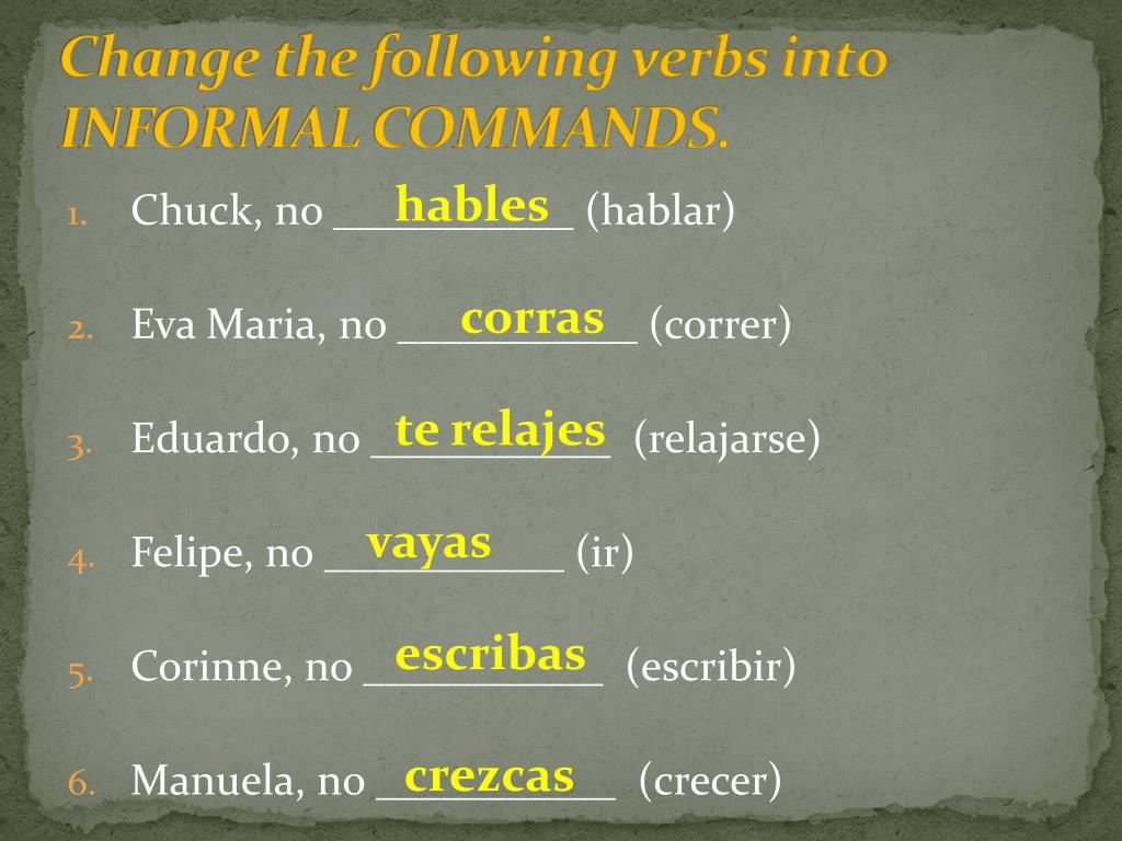 PPT Informal Commands PowerPoint Presentation, free download ID2730743