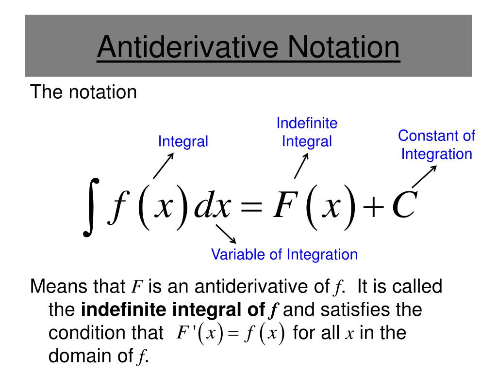 PPT - Section 4.1 – Antiderivatives and Indefinite Integration