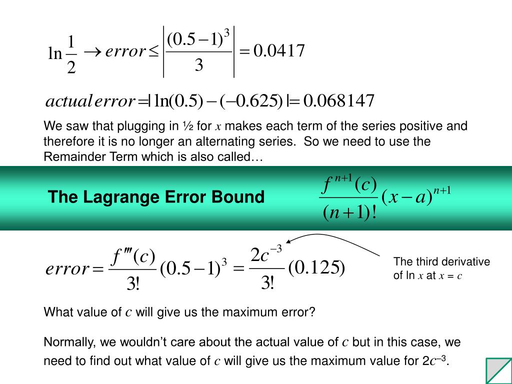 PPT 9.3 Taylor’s Theorem Error Analysis for Series PowerPoint