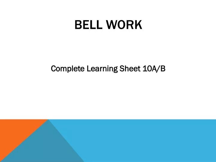 PPT Bell work PowerPoint Presentation, free download ID2752276