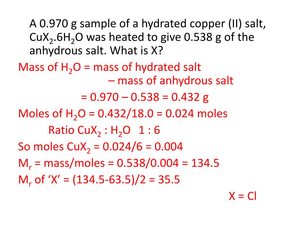 PPT Water of crystallisation calculations PowerPoint Presentation