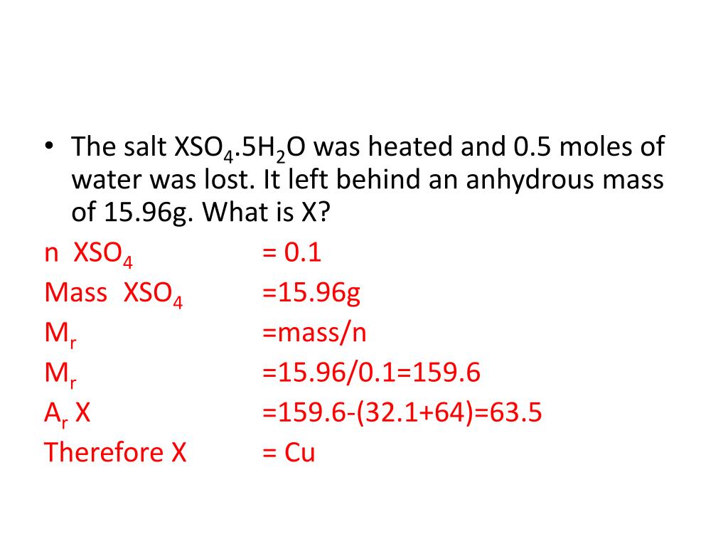PPT Water of crystallisation calculations PowerPoint Presentation