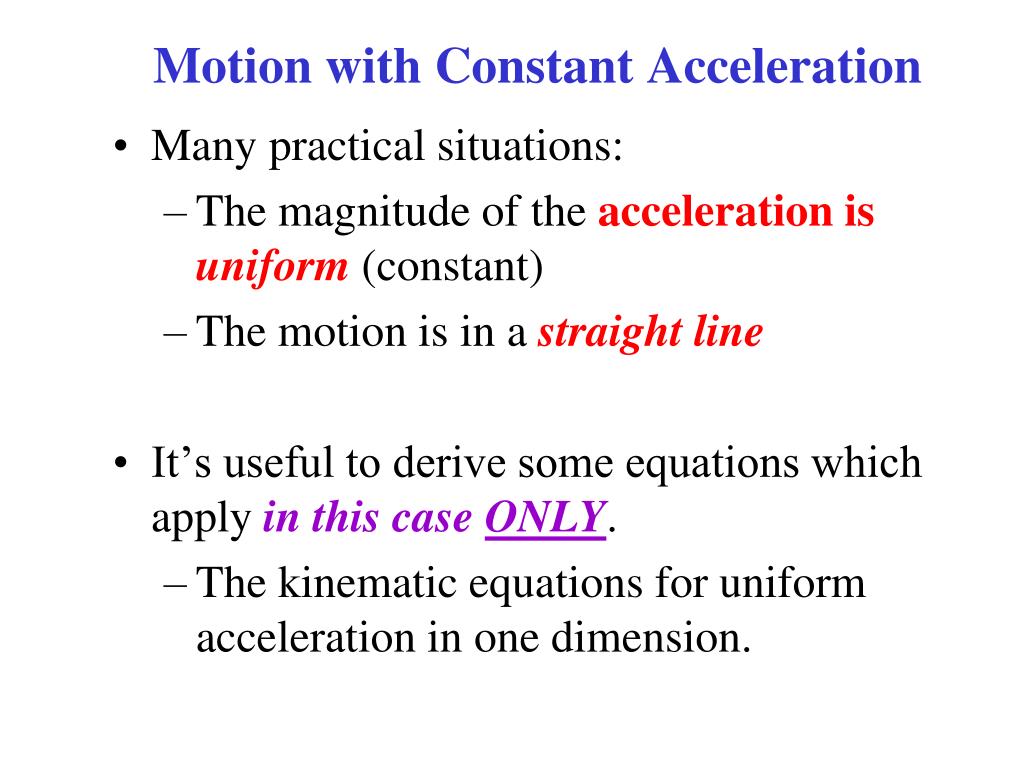PPT Sect. 25 Motion at Constant Acceleration PowerPoint