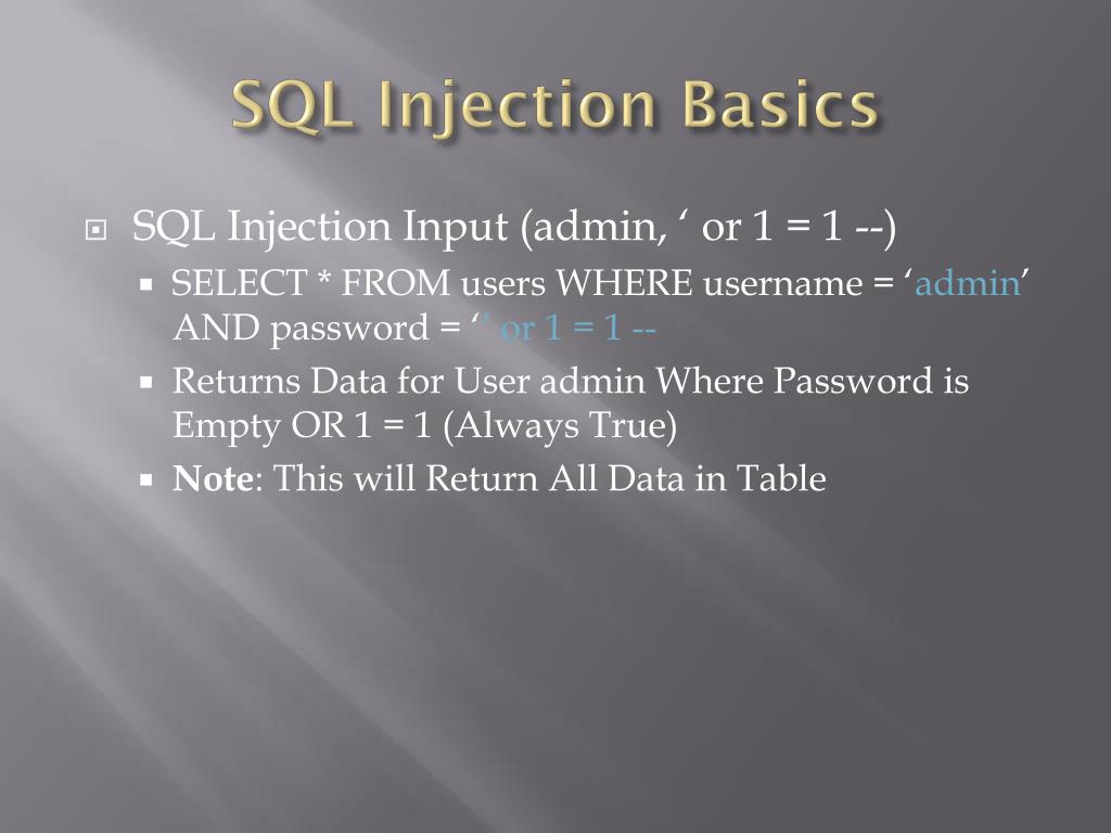 PPT SQL Injection PowerPoint Presentation, free download ID2768847