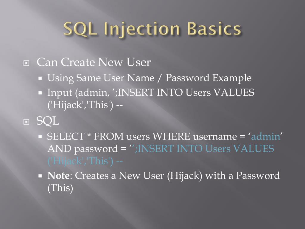 PPT SQL Injection PowerPoint Presentation, free download ID2768847