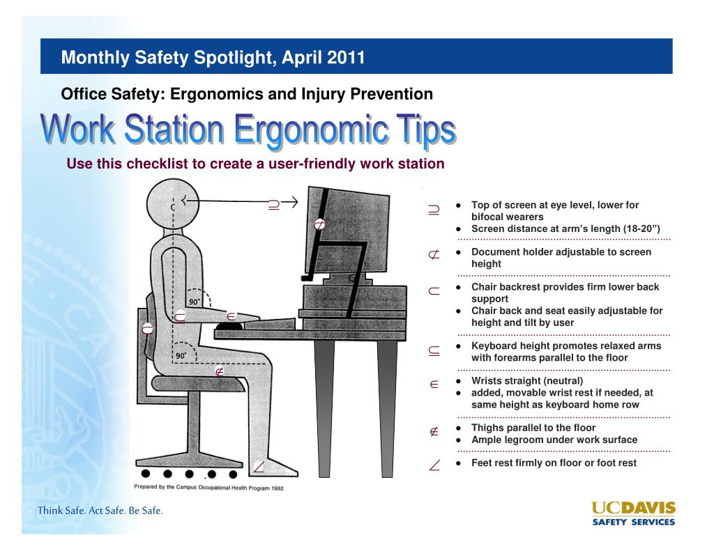 PPT Safety Discussion Topics Work Station Ergonomics Tips PowerPoint Presentation ID2769684