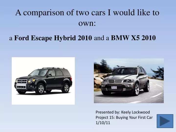 PPT A comparison of two cars I would like to own PowerPoint